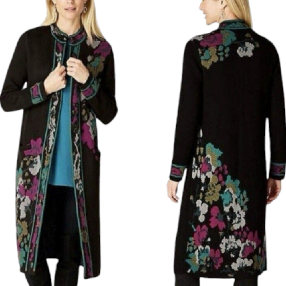 J. Jill Floral Heavyweight Cardigan Duster Coatigan Plus Size 3X